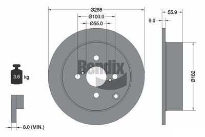 BDS1650 BENDIX Braking Тормозной диск