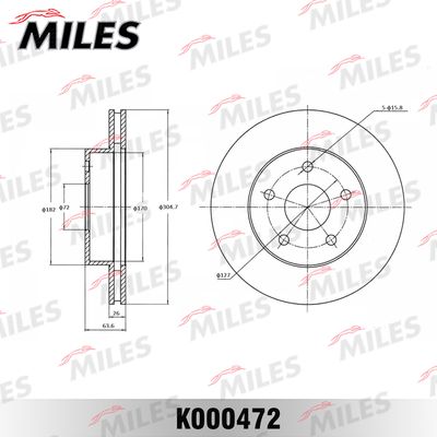 K000472 MILES Тормозной диск