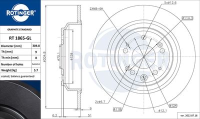 RT1865GL ROTINGER Тормозной диск