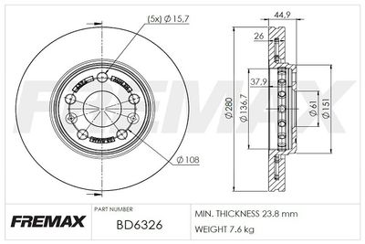 BD6326 FREMAX Тормозной диск