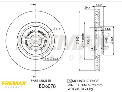 BD6078 FREMAX Тормозной диск