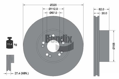 BDS1826 BENDIX Braking Тормозной диск