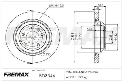 BD3344 FREMAX Тормозной диск