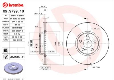 09979911 BREMBO Тормозной диск