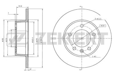 BS5596 ZEKKERT Тормозной диск