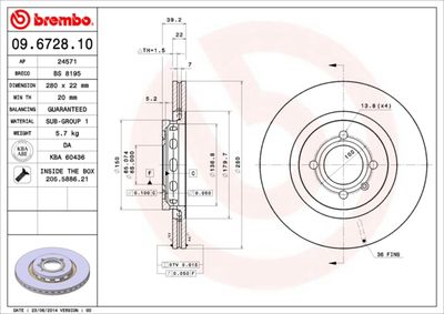 09672810 BREMBO Тормозной диск