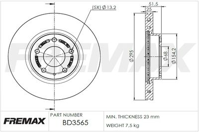 BD3565 FREMAX Тормозной диск