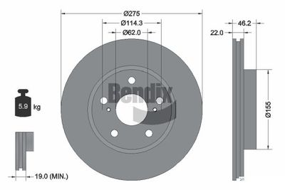 BDS1489 BENDIX Braking Тормозной диск