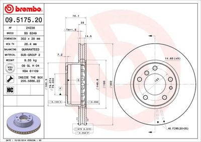 09517520 BREMBO Тормозной диск