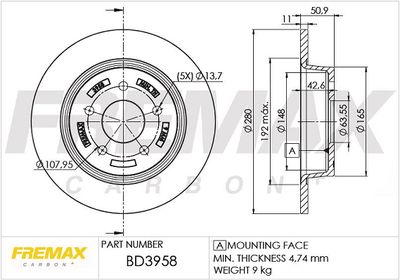 BD3958 FREMAX Тормозной диск