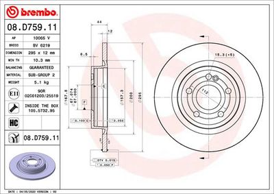 08D75911 BREMBO Тормозной диск