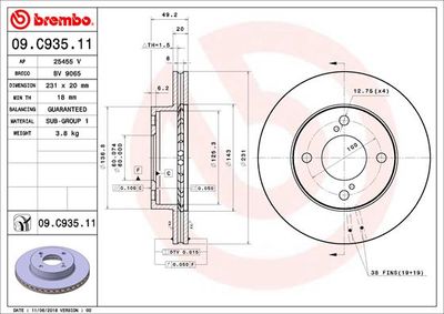 09C93511 BREMBO Тормозной диск