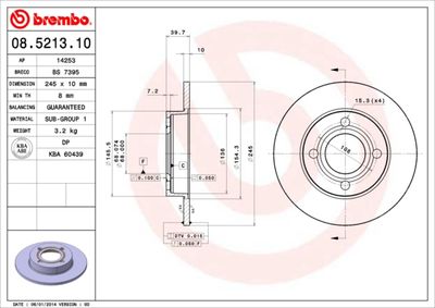 08521310 BREMBO Тормозной диск