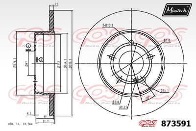 873591 MAXTECH Тормозной диск