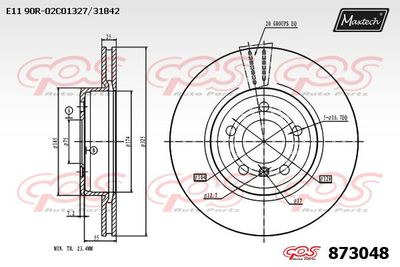 873048 MAXTECH Тормозной диск