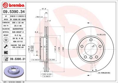 09539031 BREMBO Тормозной диск