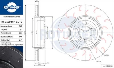 RT71004HPGLT9 ROTINGER Тормозной диск