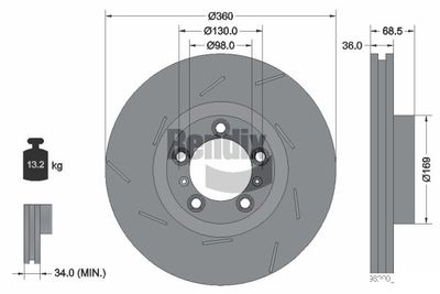 BDS2195LHC BENDIX Braking Тормозной диск