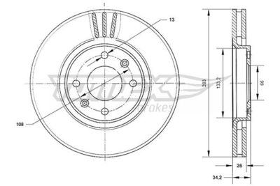 TX7024 TOMEX Brakes Тормозной диск