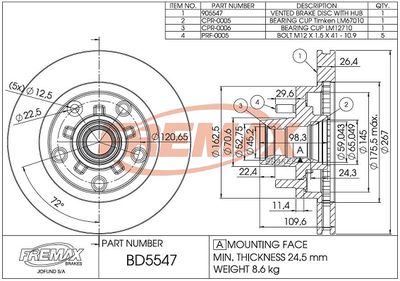 BD5547KT FREMAX Тормозной диск