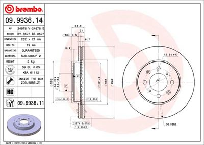 09993614 BREMBO Тормозной диск