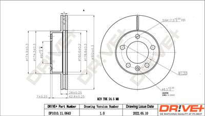 DP1010110643 Dr!ve+ Тормозной диск