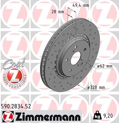 590283452 ZIMMERMANN Тормозной диск