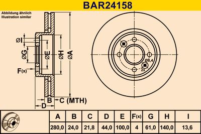 BAR24158 BARUM Тормозной диск