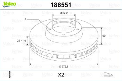 186551 VALEO Тормозной диск