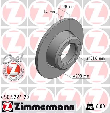 450522420 ZIMMERMANN Тормозной диск
