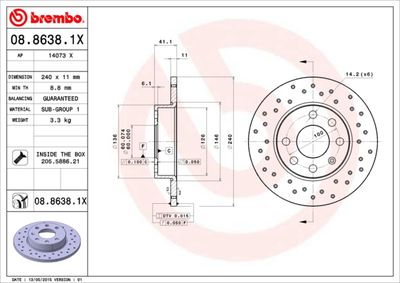 0886381X BREMBO Тормозной диск