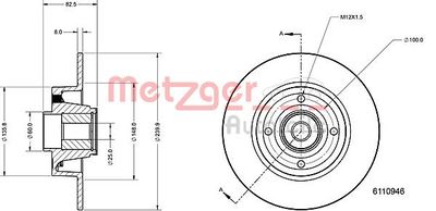 6110946 METZGER Тормозной диск