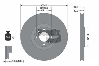 BDS1411 BENDIX Braking Тормозной диск