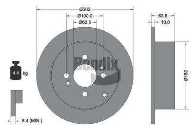 BDS1296 BENDIX Braking Тормозной диск