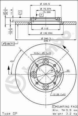 08319010 BREMBO Тормозной диск