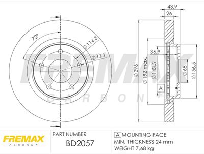 BD2057 FREMAX Тормозной диск