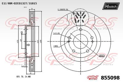 855098 MAXTECH Тормозной диск