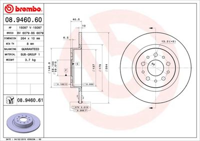 08946061 BREMBO Тормозной диск