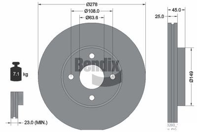 BDS2223 BENDIX Braking Тормозной диск