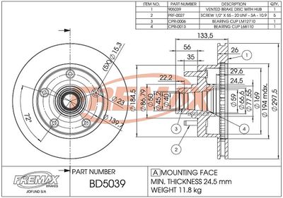 BD5039KT FREMAX Тормозной диск