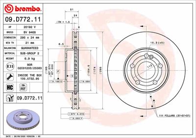 09D77211 BREMBO Тормозной диск