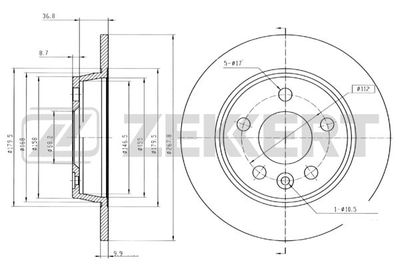 BS5197 ZEKKERT Тормозной диск