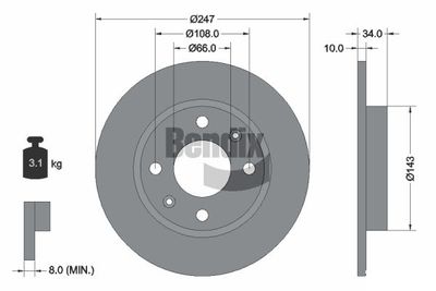 BDS1033 BENDIX Braking Тормозной диск