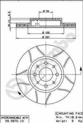 09587075 BREMBO Тормозной диск