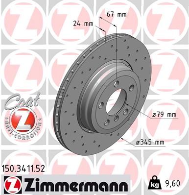 150341152 ZIMMERMANN Тормозной диск