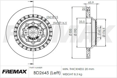 BD2645 FREMAX Тормозной диск