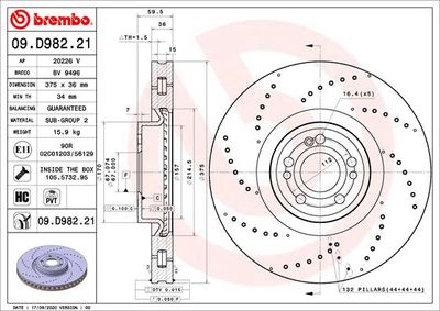09D98221 BREMBO Тормозной диск
