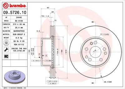 09572610 BREMBO Тормозной диск