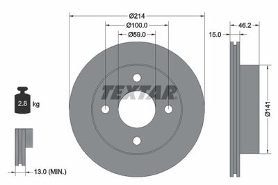 92069800 TEXTAR Тормозной диск