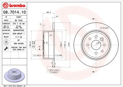 08701410 BREMBO Тормозной диск